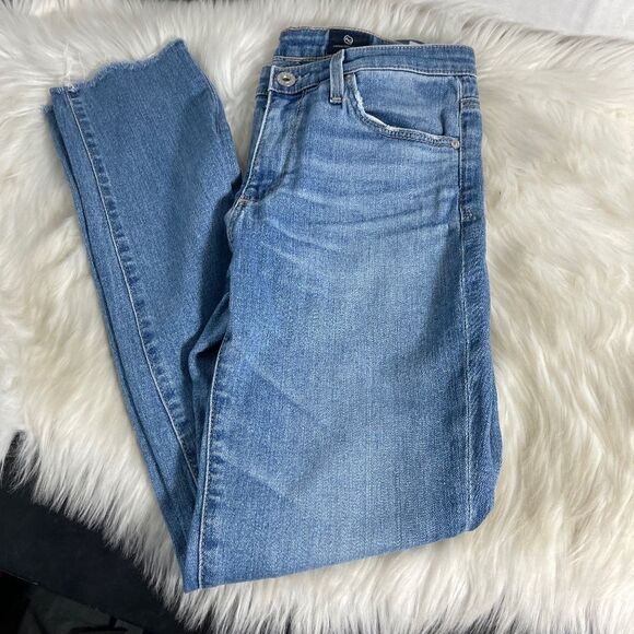 AG Adriano Goldschmied The Stevie Slim Straight Ankle Raw Hem Jeans Sz 26 - Picture 2 of 14